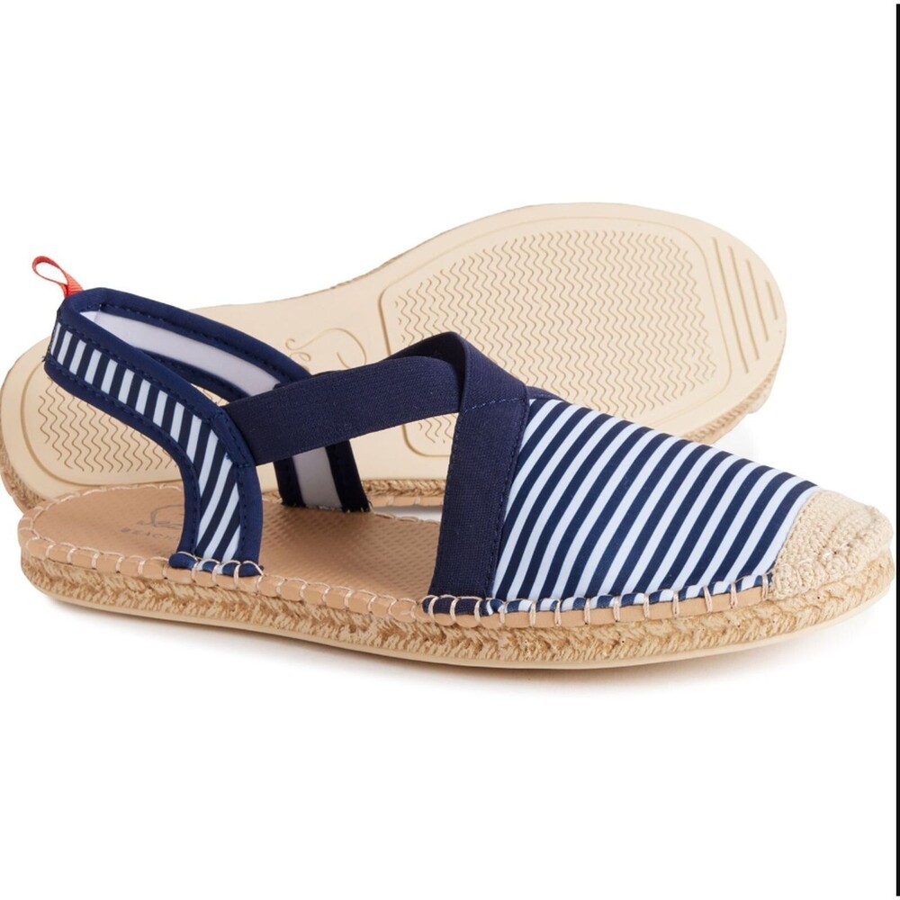 Sea Star Seafarer Slingback Sandals Shoes Microstripe Blue Women Size 9 NWT